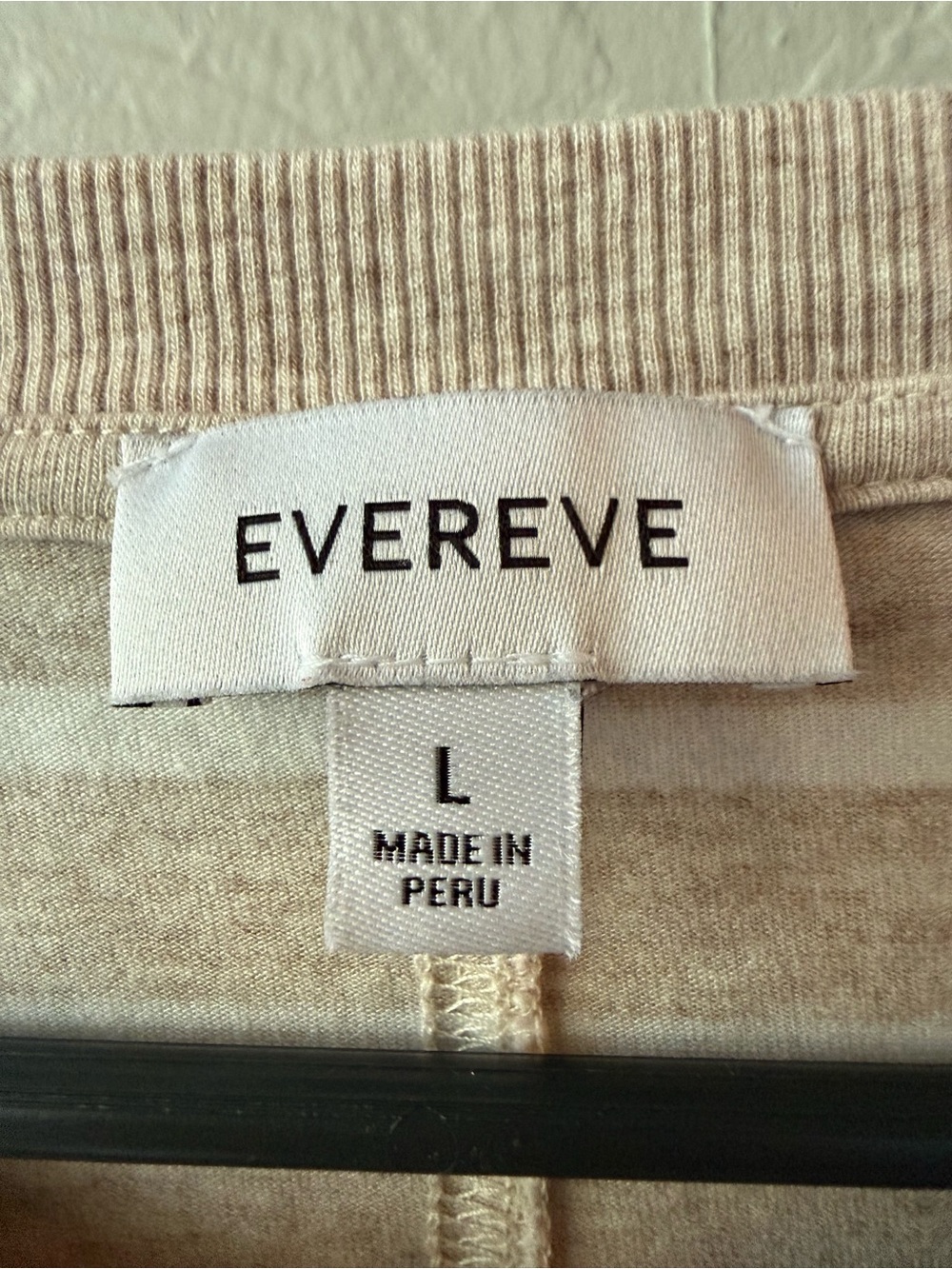 Evereve Women’s Large Pima Cotton Blend Striped Long Sleeve Top Cream White - Picture 2 of 4